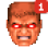 A pixelated human face with glowing red eyes and a furious expression.