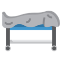 A pixel art icon showing stacked gray, blue, and yellow rectangular layers.