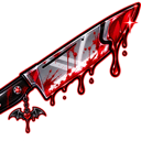 A silver knife dripping with bright red blood.
