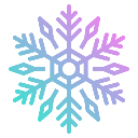 Snowflake with a geometric design colored in a vibrant blue to purple gradient.