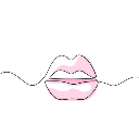 Pink lips puckered in a kiss expression.