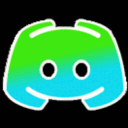 Mascot icon featuring a bright neon green, blue, and pink gradient against a black background.