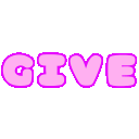 Text reading GIVEKISS in a rounded pink bubble font with a purple outline.