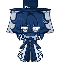 A stylized pixel character with a wide-brimmed hat and a mysterious expression.