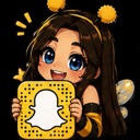 A smiling anime girl dressed as a bee holding up a yellow square social media card.