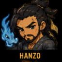A bearded warrior with a topknot summoning a glowing blue dragon spirit.