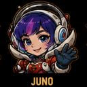 An anime-style girl in a space suit and headset waving her hand with a friendly smile.
