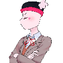 A stylized character with arms crossed and a smug, unimpressed expression.