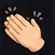 Hands clapping together with motion lines indicating movement.