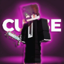 A Minecraft-style character in a black suit holds a sword against a glowing purple background.