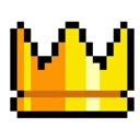 A small pixel art gold crown with a dark gray background.