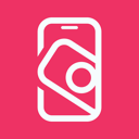 Smartphone icon with a payment tag in white on a pink background.