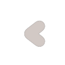 Heart shape with rounded edges pointing toward the left side.