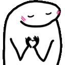 A repeating sequence of a white stick figure with pink blushing cheeks holding its hands in a heart shape.