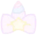 A pixel art horn decorated with a yellow star and blue accents.