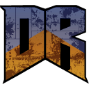 The letters DR in a distressed, stencil-style font with blue and orange textured coloring.