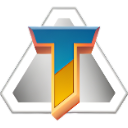 Letter T rendered in a 3D metallic style with blue and gold sections against a silver triangular background.