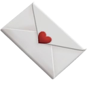 White envelope sealed with a small red heart.