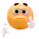 A yellow 3D character with a serious expression holds up one finger to make a point.