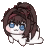 A small white creature with brown hair and blue eyes wiggling back and forth in a loop.