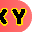 Letter Y in black with a yellow outline centered on a pink circle.