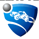 A blue shield emblem containing a white car silhouette and a silver sphere.