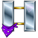 A silver military rank bar decorated with a purple bandana featuring small white stars.