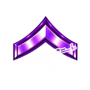A metallic purple chevron rank insignia icon with a white highlight.