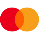 Two overlapping circles, one red and one orange, centered on a black background.