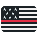 A dark flag with white stars and a single horizontal red stripe.