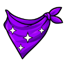 A purple bandana with white four-pointed stars scattered across it.