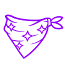 Purple bandana with star patterns in a simple pixel art style.