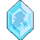 Blue crystal shard rendered in a pixel art style.