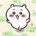 A round white creature with rosy cheeks and a wide, happy expression, bouncing in a grassy field.