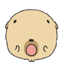 A round, beige creature with a wide-open mouth expressing shock or disbelief.