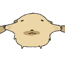 A tan, squished creature with a flat face and a deadpan expression.