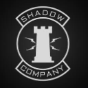 Shadow Company logo featuring a white tower silhouette inside a circular badge with text on a dark background.