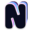 Letter N in a bold, dark font with a vibrant, glowing neon outline.