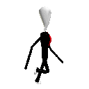 A stick figure with a white head and red chest running in a continuous loop.