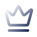 Crown icon with a metallic blue and silver gradient finish.