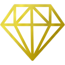 Diamond icon with a gold outline and white interior.