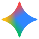 A four-pointed star with a smooth rainbow gradient from red to blue.