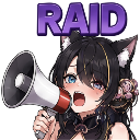 Anime girl with cat ears shouting into a red and white megaphone.