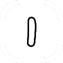A black vertical line drawn inside a circular white border.
