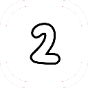 Number two digit displayed in a simple black line-art style.