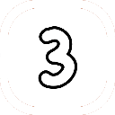 Number three drawn in a simple black line-art style on a white background.