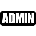 Text reading ADMIN in bold white capital letters on a black background.