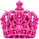 Crown adorned with sparkling pink jewels and a central heart shape.