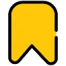 Bookmark icon in bright yellow against a black background.