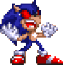 Hedgehog character in a shouting stance rapidly changing colors between blue, white, and dark blue.
